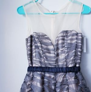 NWT Maniju Princess Prom Tulle Crinoline Sweetheart Beige Fancy Mesh Belt Dress